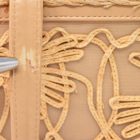 Stuart Weitzman Raffia Flower Purse Tan Woven Neutral Spring Summer - Picture 3 of 8